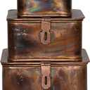 Creative Co-Op Decorative Metal Boxes with Lid, Burnt Copper Finish, Set of 3