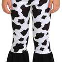DACSOIT Toddler Girls Ruffle Leggings Cow Printed Flare Pants Bell Bottoms 3-4T
