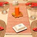 Chardin home Natural Jute Table Runner 13x36 Inch  Vintage Boho Rustic Table Decor  Handwoven Table Runner in Natural Jute and Aqua Turquoise  Farmhouse Dining or Console Table Accent