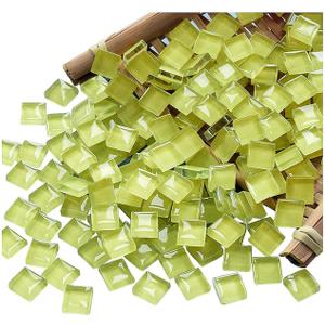100 Pieces Mosaic Tiles Squares Yellow Crystal Mosaic Stained Glass for Crafts Supplies DIY Picture Frames Handmade Jewelry Coasters Art Material Decoration,1x1cm