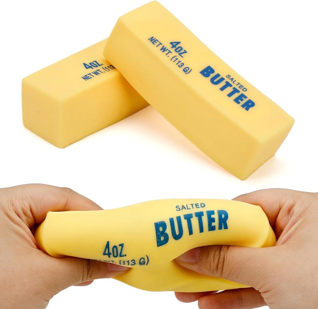 2 Pcs Butter Squishy, Slow Rising Squishies Squeeze Fidget Toys for Adults Kids Sensory Stress Balls for Stress Relief Big Butter Stick Stocking Stuffers Party Favors Gifts