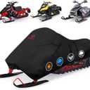 Comnova Snowmobile Cover 115 Inch - Premium 600D Outdoor Snowsled Cover, Heavy Duty & Waterproof All Weather Protection Covers, Black, Fit Up to 115"L Snowmobile