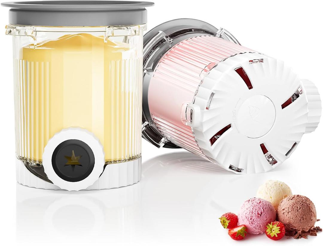 Creami Swirl Pints & Lids for Ninja Swirl Ice Cream Maker NC700 Series, Swirl Container Replacement for Ninja Creami, BPA-Free & Dishwasher Safe (2Grey, 2Pack)