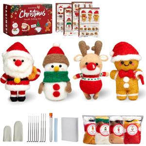 MAGIMUSE Needle Felting Kit, Needle Felting Starter Kit with Basic Felt Tools, Christmas Needle Felting Kit for Beginners, DIY Wool Needle Felting Supplies for Christmas Festival Crafts
