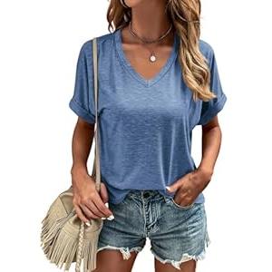 Liooil Women's Tshirts V Neck Short Sleeve Summer Tops Casual Basic Tee Shirts (Medium)