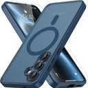 for Samsung Galaxy S25 FE Case, Compatible with MagSafe, Magnetic Translucent Matte Slim Protective Cover with 1 Screen Protector - Military-Grade Drop Protection (Blue)