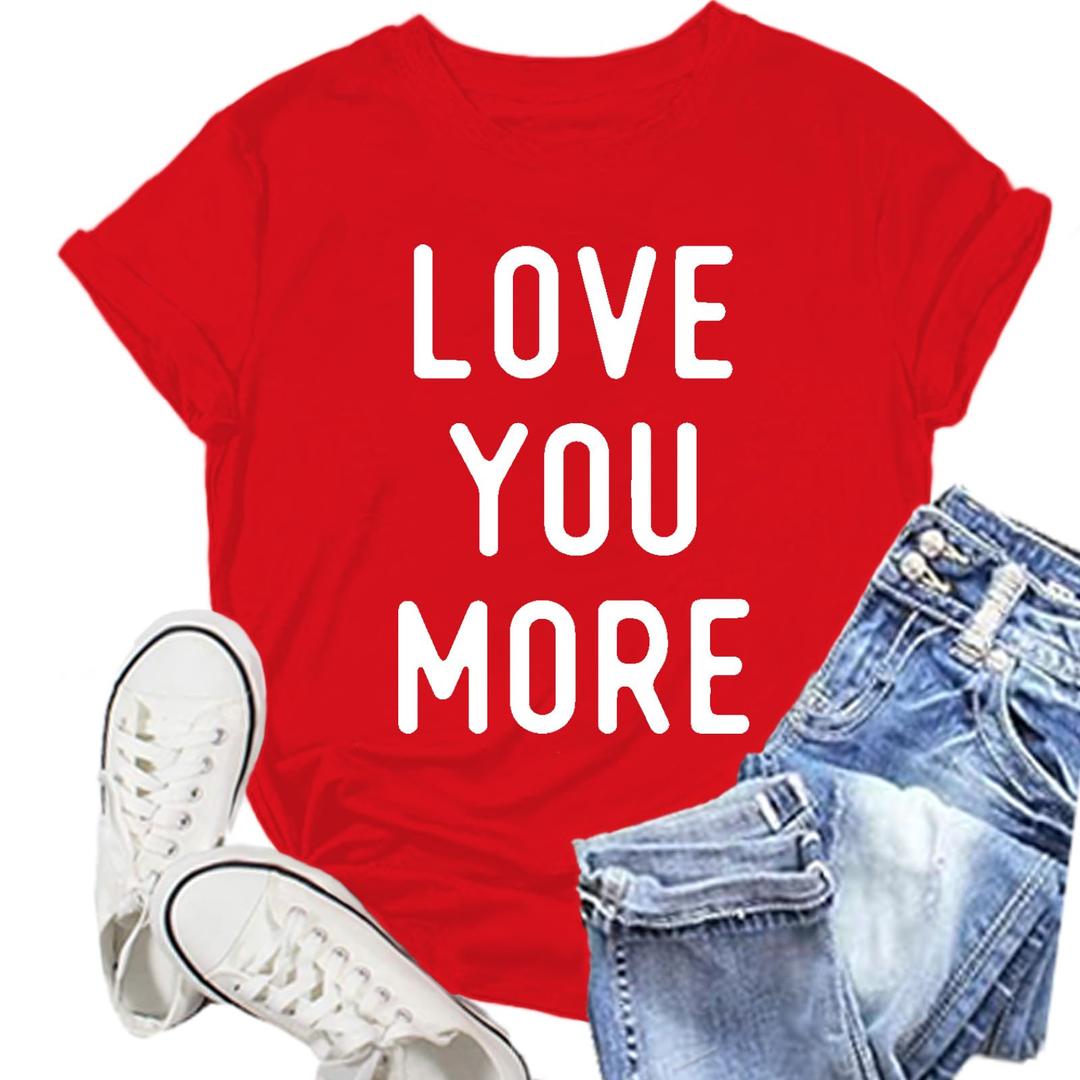 NEWKA Family Valentines Shirts Couples Matching Valentine T-Shirt Love You More Mommy and Me Tee Tops 110-3T