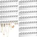 12Pcs Self-Adhesive Necklace Organizer, Necklace Holder Wall Mounted, Hanging Jewelry Organizer with 8 Hooks for Necklaces, Bracelets, Rings, Earrings and Jewelry Display (3.7inch Long)