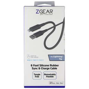 ZGEAR SILICONE CABLE LIGHTNING 6FT GREY