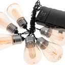 LitezAll LED Edison Bulb String Lights, Battery Operated Outdoor String Lights with Built-in Timer, Warm Glow Vintage Patio Lights for Indoor/Outdoor Decor & Gifting  6-Pack (Batteries Not Included)