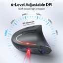 TECKNET Ergonomic Mouse, Wireless Bluetooth Vertical Mouse, 4800 DPI Optical Tracking, 6 Adjustable DPI, Quiet Clicks, 2.4GHz with USB A Receiver, 12 Months Battery, 6 Buttons, Wide Compatibility