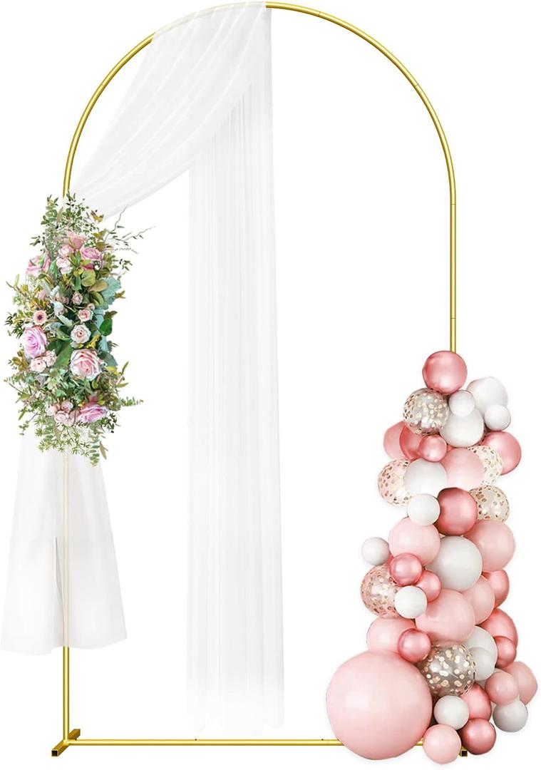 Wedding Arch Backdrop Stand, 7.3FT Metal Backdrop Stand for Wedding Ceremony Photo Booth,Outdoor Indoor Birthday Party,Garden Floral Balloon Decoration(Gold)