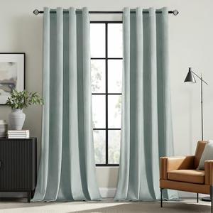 MIULEE Velvet Curtains Misty Blue Elegant Grommet Thermal Insulated Soundproof Room Darkening Curtains/Drapes for Classical Living Room Bedroom Decor 52 x 96 Inch Set of 2