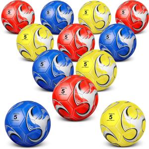 Lenwen 12 Pcs Soccer Balls with Pump Bulk Official Size 5 4 3 Kids Teens Adult Indoor Outdoor Sports Soccer Gift for Play Training Gift Party Back to School