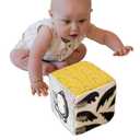 Wee Gallery Soft Block, Baby Sensory Toy with High-Contrast Graphics, Organic Soft Fabric Soft Blocks, Crinkle Flap and Textures, Tummy Time Activity for Babies and Toddlers - Jungle