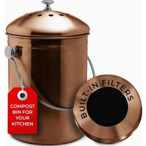 EPICA Countertop Compost Bin Kitchen | 1.3 Gallon | Odorless Composting Bin with Carbon Filters | Indoor Compost Bin with Lid | Stainless Steel Kitchen Composter for Food Scraps & Waste Recycling