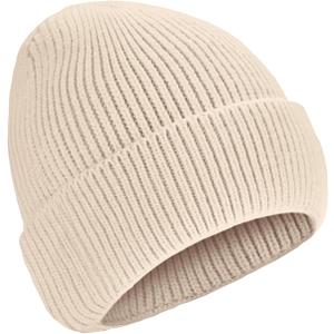 ZOORON 1&2 Unisex Thick Knitted Beanie for Men Women Cuffed Plain Hat Winter Slouchy Ski Beanies (Beige)
