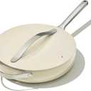 Caraway Nonstick Ceramic Saut Pan with Lid (4.5 qt, 11.8") - Non Toxic, PTFE & PFOA Free - Oven Safe & Compatible with All Stovetops (Gas, Electric & Induction) - Cream
