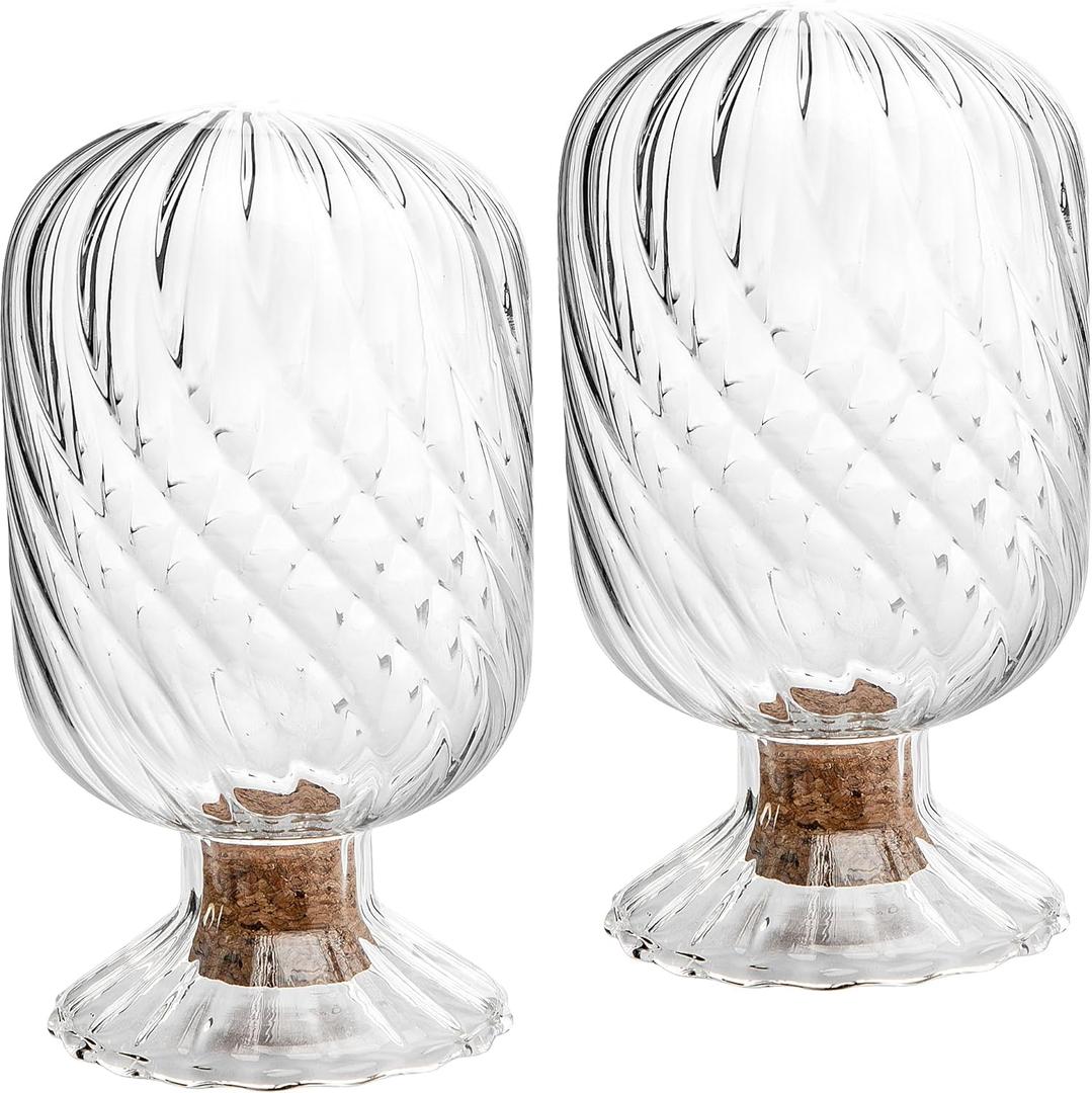 moonoom 2 Set Helix Shaped Match Holder, Glass Matches Cloche for 3.5 Inch, Upside Down Match Holder Jar for Scented Candle on Dining Table Fireplace Bathroom Decoration, Not Include Matches