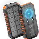 Riapow Solar Power Bank 27000mAh/99000mWh - Wireless Portable Solar Charger Built in Cables - 22.5W Fast Charging Battery Bank with USB C - PD QC External Battery Pack for Phone Flashlight for Outdoor