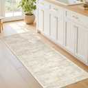 Washable Runner Rugs for Bedroom - 2x6 Runner Rug Non Slip, Ultra-Thin Entryway Runner, Soft Abstract Kitchen Runner for Hallway, Laundry, Bathroom, Indoor Door Mat(2'x6', Beige/Ivory)