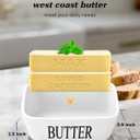 Butter Dish with Lid, Large Butter Container for Countertop, Ceramic Butter Holder for Counter, Butter Tray Butter Keeper with Knife and Sponge Scrubber, Perfect for 2 Sticks of Butter, White