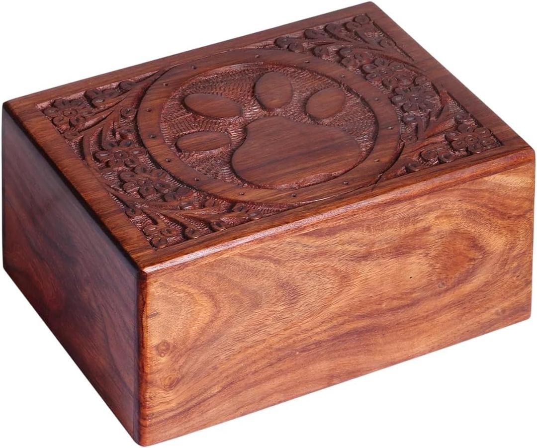 Wooden Urn Box for Human Ashes, Cremation Funeral Urns, Decorative Urn, Pet Memorial Box, Cat Infant Adult Urn, Burial Ash Keepsake - Small (6" x 4" x 2.75")