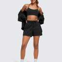 CRZ YOGA Lightweight Casual Shorts for Women 3.5" - High Waisted Linerless for Athletic Lounge Hiking with Zip Pockets (Black, L)