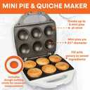 MasterChef Mini Pie & Quiche Maker- Baker Cooks 6 Small Pies or Quiches in Minutes- Non-stick Cooker w Dough Cutting Circle for Easy Measurement & Filling, Must Have Machine for Desserts & Appetizers