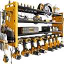 Power Tool Organizer Wall Mount,Cordless Drill Organizer,4 Layers Large Capacity Tool Rack with 8 Drill Holders(YELLOW)