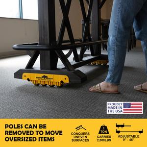 Rhino Cart All Terrain Mover Heavy Duty Appliance Dolly for Building Material Handling & Moving Heavy Furniture with Ease - Expands up to 46” with a 2, 000lb Load Rating - Made in USA