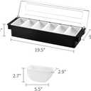 Ice Chilled Serving Tray Condiment Pots 6 Compartment Condiment Server Caddy (6 Compartments)