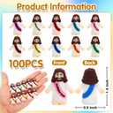 100 Pcs Little Jesus Figures, Jesus Loves You Figures, Mini Jesus Figurines in Bulk, Tiny Baby Jesus Figures for Crafts Pocket Hide and Seek, Sunday School Religious Party Favors Gift (10 Colors)