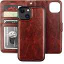 Bocasal Detachable Wallet Case for iPhone 13 RFID Blocking Card Slots Holder Premium PU Leather Magnetic Kickstand Shockproof Wrist Strap Removable Flip Protective Cover 5G 6.1 inch (Brown)
