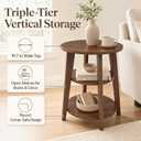 3-Tier Round Side Table,23.6" Tall End Table with Storage Shelves-Modern Nightstand,Wood Plant Stand for Living Room Bedroom Small Spaces Corner Display Rack Balcony Garden Patio(Walnut)