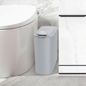 TIPGO Automatic Motion Sensor Bathroom Trash Can with Lid, 2.6 Gallon Touchless Trash Bin, Smart Garbage Can Plastic Slim Wastebasket for Bedroom, Office, Dorm (Grey)