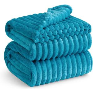 Bedsure GentleSoft Teal Fleece Blanket for Couch - Cozy Soft Blankets for Women, Cute Small Throws for Girls, 108x90 Inches
