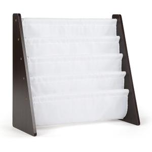 Humble Crew Kids Bookshelf, 4-Tier Front-Facing Book Display Organizer, Montessori Toddler Bookcase for Playroom, Bedroom & Reading Corner, Espresso Wood/White, 25"W x 11"D x 24"H