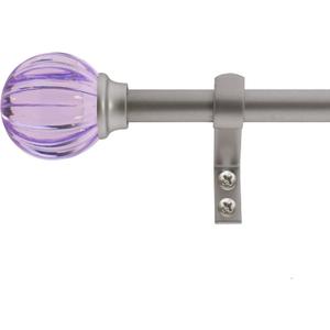 Decopolitan 5/8" Fluted Ball Curtain Rod Set, 48 to 86 Inches, Purple
