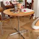 Round Modern Solid Wood Dining Table Dining Furniture with Crossed Metal Base, Brown Wood Small Table for Office Small Coffee Table for 2-4, 27.6inch Wide, 27.6"L x 27.6"W x 29"H