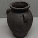 9.5'' Tall Black Terracotta Vase, Antique Black Ceramic Vase, Large Pottery Vases for Home Decor, Distressed Vintage Pottery with 3 Ear Design and Matte Finish