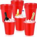 Layhit 24 Pcs Plastic Ice Buckets for Parties 3 Liters Wine Bucket Portable Ice Holder Disposable Wine Cooler for Party Wedding Party Beverages Champagne Soda and Beer (Red)