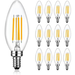 Brtstiun Dimmable E12 LED Bulb Candelabra Bulbs 40Watt Equivalent, 2700K Soft Warm White, 4W B11 Chandelier Light Bulbs, LED Candle Lamp for Bedroom, Kitchen, Ceiling Fan, 12 Pack