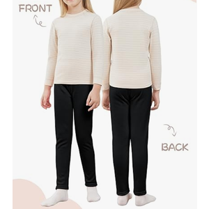 Girls Fleece Lined Leggings Cotton Kids Winter Warm Leggings Thick Thermal Tights Pants (7-8 Years, Black)