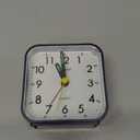 Small Battery Operated Analog Alarm Clock Silent Non Ticking, Ascending Beep Sounds, Snooze,Light Functions (Blue)