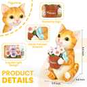GIGALUMI Solar Garden Decor Flower Pot Cat Statues Outdoor, Birthday Gifts for Women Mom Grandma Senior Elder, Cat Ornament for Balcony, Garden, Patio, Yard, Lawn