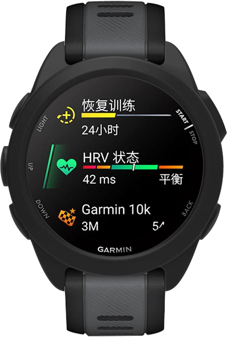 Compatible with Garmin Forerunner 165 Case, Silcone Case Screen Protector Cover Anti-Scratch Bumper Protective Shell for Garmin Forerunner 165 Smartwatch (Black)
