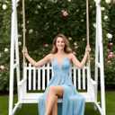 DeftSharp Ruffle Dress Women Sleeveless Summer Maxi Dress for Women Party Evening Wedding Guest Blue (Blue, L)