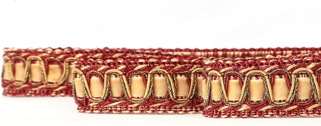 Braid Trim 6.5 Yard Polyester Woven Gimp Braid Trim 2 cm/0.79 inch Diameter Decorative Fabric Trim for Sewing and Crafting (Mix red)