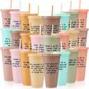 Skylety 32 Pcs Employee Appreciation Week Gift Bulk 24oz Inspirational Plastic Cup Tumbler with Straw Lid Staff Team Appreciation Gift Reusable Cup for Coworker Employees Volunteer 